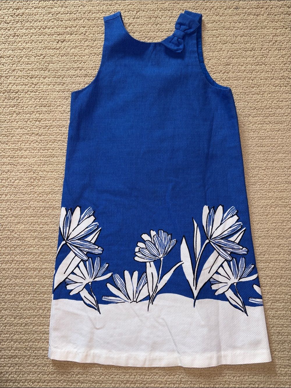 Janie and Jack Royal Blue Floral Pique Sleeveless Dress size 10 excellent